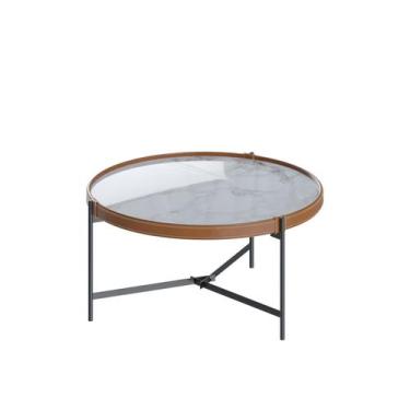 Imagem de Mesa de Centro Aqua 71 Marmorizado Off White com Grafite - Imcal Movei