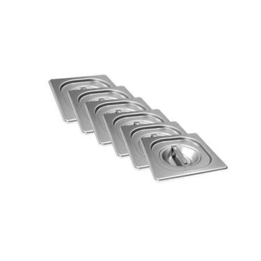 Imagem de CONJ 6 TAMPAS 1/6 Em INOX Sem ABERTURA Para Cubas Em INOX 1/6 ZAHAV - 