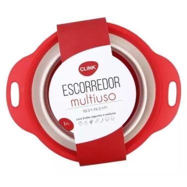 Imagem de Escorredor Retrátil Dobrável Lava Frutas Legumes e Verduras - Cl, Verm