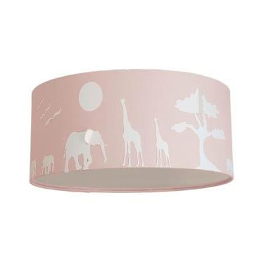 Imagem de Luminária Plafon Safari Savana Cúpula Tecido 30x15cm SKU 5828 - Tom Lu