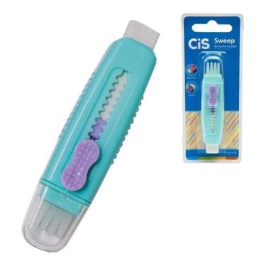 Imagem de Borracha Escolar Retratil Cis Sweep C/vassourinha Tom Pastel, Verde