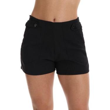 Imagem de Short  Alfaiataria Preto Cintura Alta Fristyle Viscolino Linho Feminin