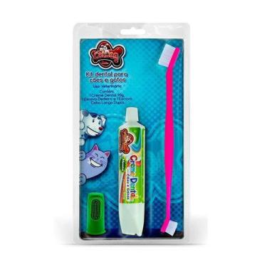 Imagem de Conjunto de Higiene Dental Cat Dog Creme Dental Sabor Menta Escova e D