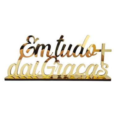 Imagem de Letreiro Quadro Decorativo Espelhado Dourado - Decoração de Mesa Base 