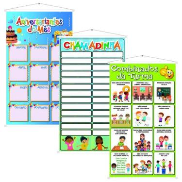 Imagem de Kit 3 Banner Chamadinha, Combinados da Turma, Aniversariante - OC Shop