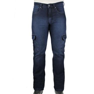 Imagem de Calça Jeans R7Jeans Masculina Modelo Cargo Com Elastano - R-SETE, 54, 