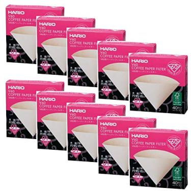 Imagem de 10 filtros de papel natural para café Hario V60 tamanho 01 com 40 unidades, 10 caixas (total de 400 folhas)