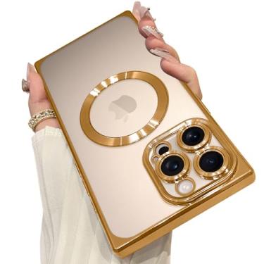 Imagem de OOK Capa magnética feita para iPhone 16 Pro Max (compatível com MagSafe) capa de telefone transparente com protetor de tela TPU macio antiarranhões à prova de choque capa protetora para mulheres e