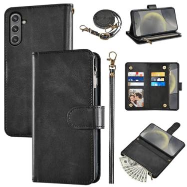 Imagem de Furiet Capa carteira para Samsung Galaxy S23 FE 5G com alça de pulso e alça de ombro couro PU flip elegante 6 porta-cartões bolso dinheiro acessórios para celular capa para celular para S 23 EF S23FE