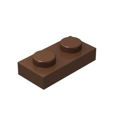 Imagem de Classic Brown Plates Bulk, Brown Plate 1x2, Building Plates Flat 100 Piece, Compatible with Lego Parts and Pieces: 1x2 Brown Plates(Color: Brown)