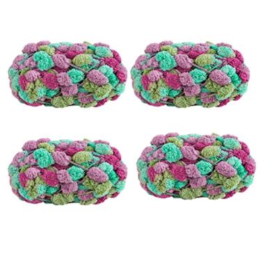 Imagem de 4 bolas de fio Pomp-A-Doodle, 100% poliéster Jelly Bean POM-POM para crochê, cobertor de tricô, tapete para animais de estimação, 600 g (uva linda)