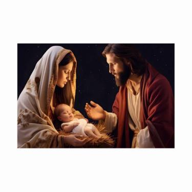 Imagem de Painel de Lona Natal Presépio Jesus Iluminado - 180x120cm - Fabrika De