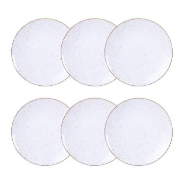 Imagem de Jogo De Pratos Sobremesa Rústico 6 Peças 21 Cm Porcelana Decorada Tramontina