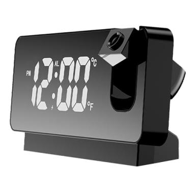 Imagem de Despertador de Projeção Digital Silenciosa de Tela Grande Com Design Luminoso Inteligente, Relógio de Cabeceira USB Versátil para Projeção de Hora ou Data (35 Contas de Luz (BLACK)