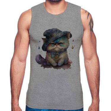 Imagem de Regata Gato Persa Watercolor  - Foca na Moda, Cinza, G