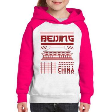 Imagem de Moletom Infantil Pequim China  - Foca na Moda, Branco, Rosa, 10