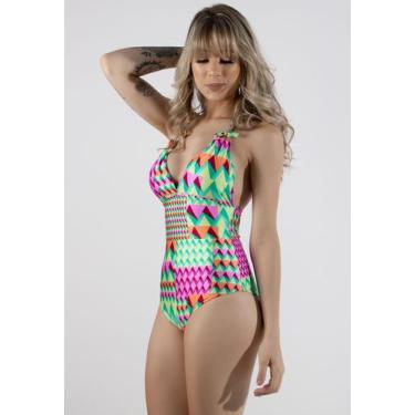 Imagem de Maiô Com Bojo De Amarrar Estampa Sortida Moda Praia Verão RLC Modas, E