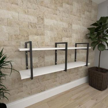 Imagem de Aparador industrial aço cor preto prateleiras 30cm cor branca modelo i