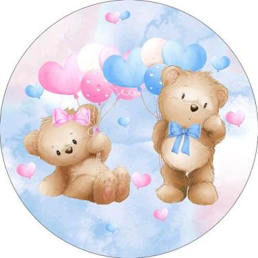Imagem de Painel De Festa Redondo 1,50x1,50 - Revelação Ursinhos com Balões 075 