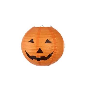 Imagem de Kit 4 lanternas laranja papel 30cm halloween festas - MC Presentes