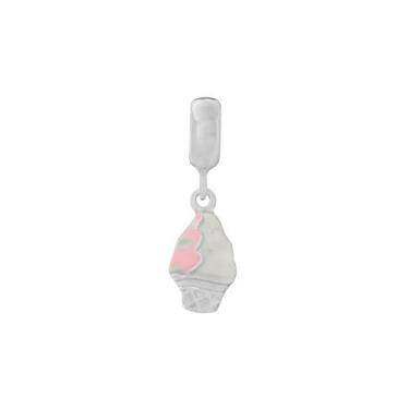 Imagem de Pingente Prata Link Sorvete com Resina Rosa e Creme - Convex