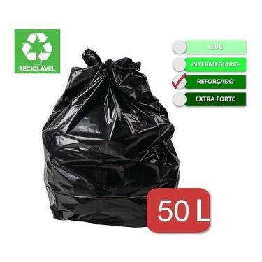Imagem de Saco De Lixo 50 Litros Reforçado Com 100Un Preto - HIGIPACK