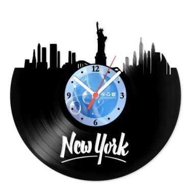 Imagem de Relógio De Parede Disco Vinil Lugares - New York - VLU-010 - Modernart