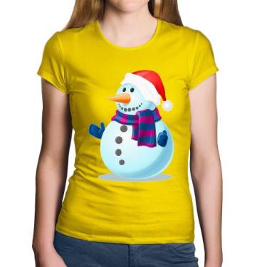 Imagem de Baby Look Algodão Boneco de neve - Foca na Moda, Amarelo, GGG