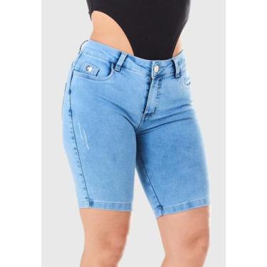 Imagem de Bermuda Jeans HNO Jeans Ciclista Elastano Azul Claro, 44