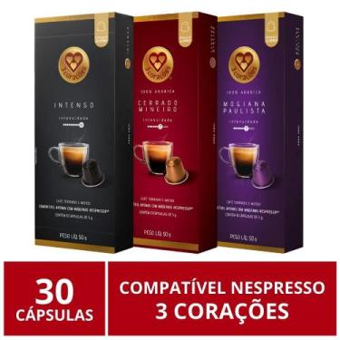 Imagem de 30 Cápsulas para Nespresso, 3 Corações, Café - Três