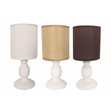Imagem de Abajur De Plástico Com Cúpula Em Linho e PVC 28cm Bivolt