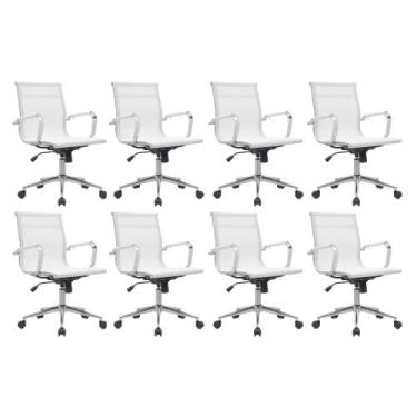 Imagem de Cadeira Escritório Diretor Eames em Tela - Branca - Inova Office, 8 Ca