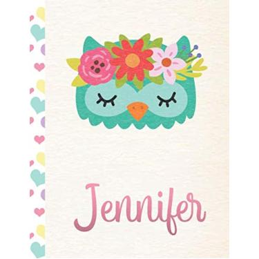 Imagem de Jennifer: Personalized Owl Journal and Sketchbook. Journal and Notebook for Girls. 8.5"x11" with Lined and Blank Pages, Perfect for Sketching, Doodling, Noting and Writing