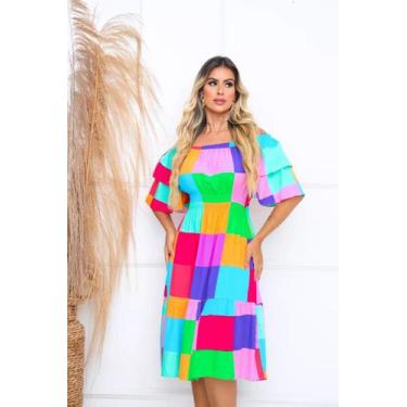 Imagem de Vestido Ciganinha Midi Moda Evangélica Lastex Com Elástico - s07 - CLI