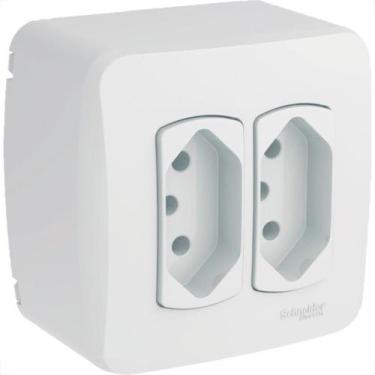 Imagem de Sistema Schneider Dexson-Miluz Conjunto Branco 2 Tomadas 2P+T. 10A. - 