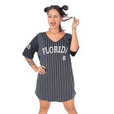 Imagem de Vestido Blusão Preto Estampado College Esportivo Florida - Deliriyou, 