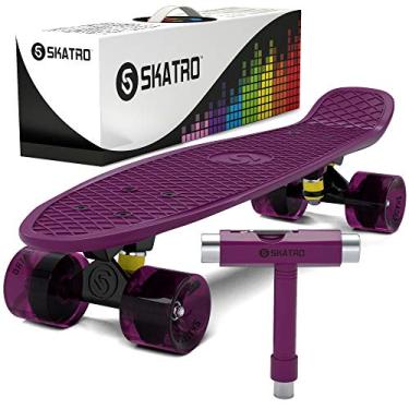 Imagem de Skatro Skate Mini Cruiser. Placa de plástico estilo retrô de 56 x 15 cm vem completa