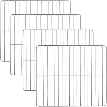 Imagem de Elsjoy Conjunto de 4 grades de rede de arame para churrasco, 30,5 x 25,4 cm, grelhas de aço inoxidável para churrasqueira, rack de arame para defumador de substituição para assar, resfriar, assar