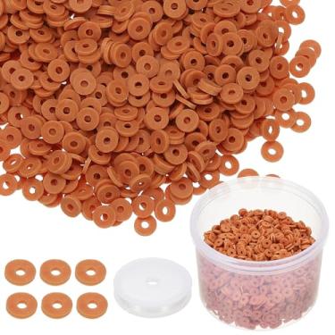Imagem de PATIKIL Contas de argila, 3000 peças de contas Heishi marrom pálido 6 mm contas planas de argila de polímero pulseira da amizade kit DIY com cordão elástico para fabricação de colar de joias