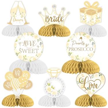 Imagem de Fangleland 8pcs Pearls and Prosecco Honeycomb Centerpieces Bridal Shower Decorations, Love Sweet Table Toppers for Women Wedding Engagement Bachelorette Party Supplies