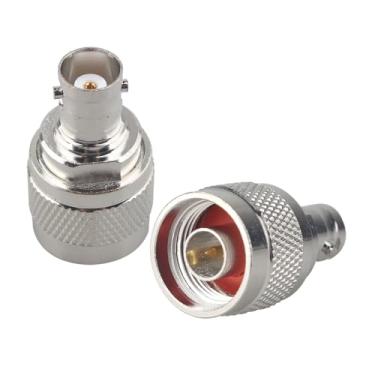 Imagem de Futheda 2 peças N macho para BNC fêmea adaptador coaxial tipo N macho para conector BNC fêmea conector coaxial RF conversor de antena para analisador de rádio WiFi bidirecional móvel cabo de extensão