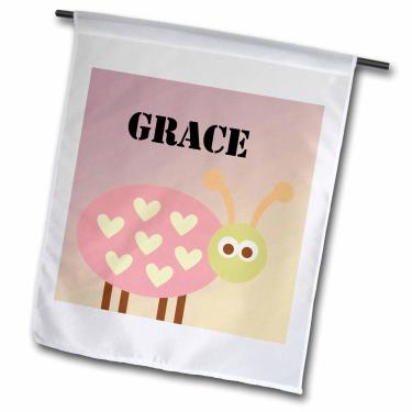 Imagem de 3dRose fl_181254_1 Grace Pink Ladybug Girls Name Garden Flag, 30 x 45 cm