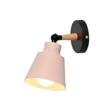 Imagem de Arandela de parede vintage decoração de madeira moderna E26 metal policromado lâmpada de parede nórdica rodada cor para hotel sala de estar restaurante corredor