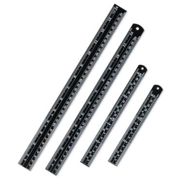 Imagem de Mr. Pen - Régua De Aço Inoxidável, 4 Peças, 6", 8", 12", 14", Preta, Medidas Imperiais E Métricas, Conjunto De Réguas De Metal Métricas, Régua De Mm, Réguas De Metal, Régua De Metal Pequena, Régua R