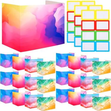 Imagem de Crtiin 24 peças de quadros de privacidade de mesa pastas de privacidade padrão placa de privacidade escolar divisórias de mesa de papelão para mesas de estudante reduz distrações evita que os olhos