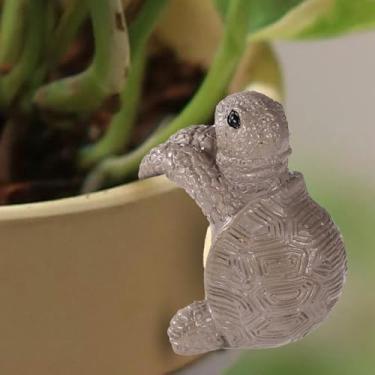 Imagem de Cabide de vaso de plantas com figura de tartaruga, resina, escalada, tartaruga, vaso de flores, estatuetas fofas penduradas de tartaruga, vaso de plantas, presente para enfeites de jardim, decorações