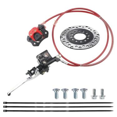 Imagem de PRO BAT Kit de freio hidráulico traseiro ATV Conjunto de freio de mão traseiro vem com pastilhas de freio de rotor Dis para carrinho de passeio de 50cc 70cc 90cc 110cc 125cc 150cc quadriciclo ATV