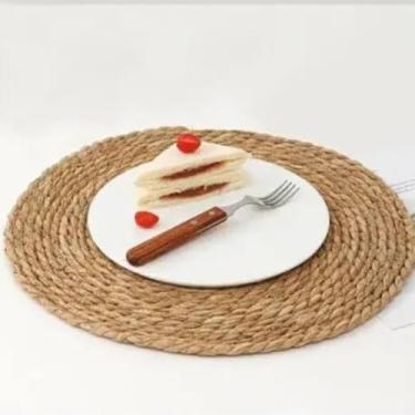Imagem de Conjunto Americano 4 Peças de Fibra Redondo Natural Butão Conjunto Americano Para Mesa Posta