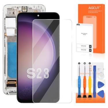 Imagem de Substituição de tela TFT para Samsung Galaxy S23 para Samsung S23 LCD digitalizador SM-S911B SM-S911U Tela LCD sensível ao toque com moldura (sem impressão digital) (prata)