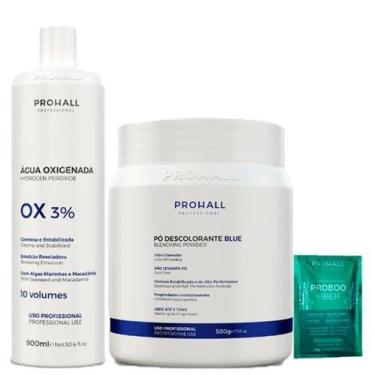 Imagem de Kit Pó Descolorante Azul e Água Oxigenada 10 Volumes Prohall